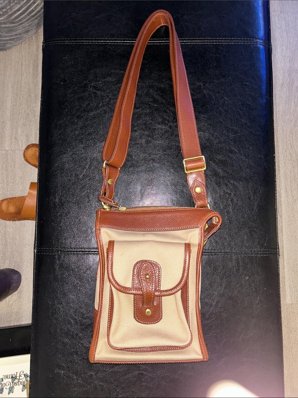 Ghurka Tan and Brown Canvas Leather Messenger Pouch